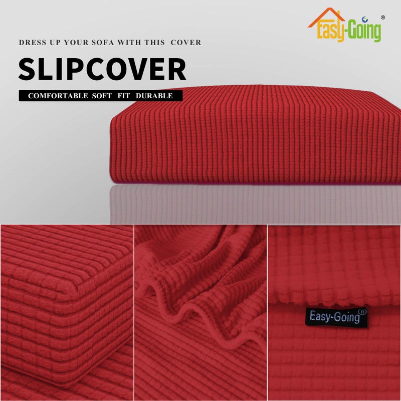 Easy-Going Stretch Chair Cushion Cover Sofa Cushion Furniture Protector Sofa Seat Sofa Slipcover Sofa Cover Soft Flexibility with Elastic Bottom(Chair Cushion, Christmas Red) - Image 3